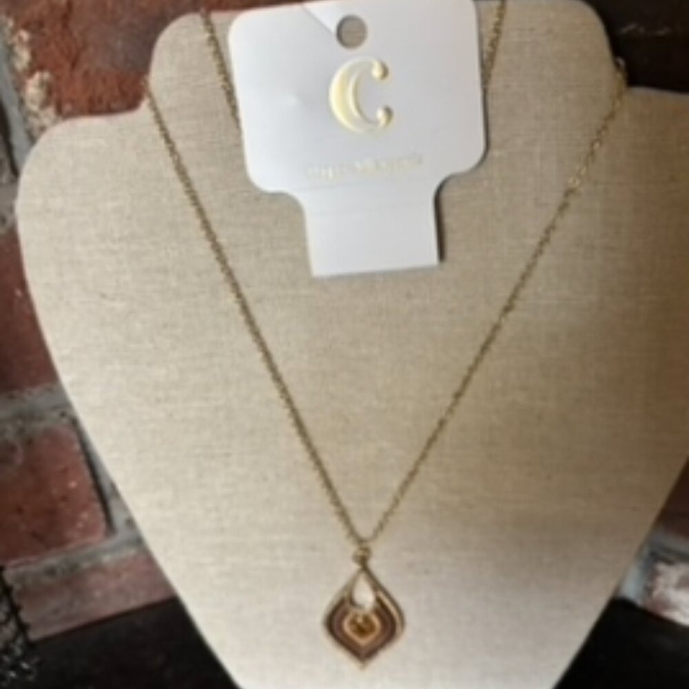 Charming Charlie -  Gold and Amber India Pendant Necklace